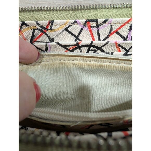 Fossil Light Yellow Green Leather Womens Zip Around Wallet Clutch Wristlet Retro - Picture 8 of 16